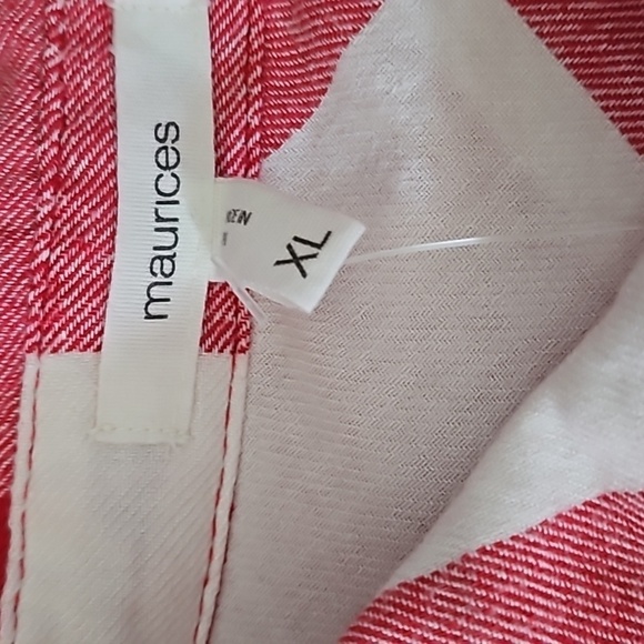 Maurices Red and White Button Down Shirt NWT - Picture 9 of 10